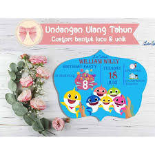 Undangan ulang tahun anak karakter doraemon undangan ultah undangan murah shopee indonesia. Undangan Baby Shark Radea