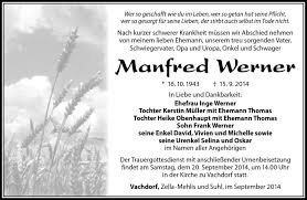 Traueranzeigen von Manfred Werner