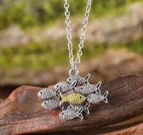 School Fish Aquatic Jewelry 2-Tone Fishing Sea Animal ...