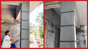 When finished stacking, concrete is poured into the cavities which then become the main support of the frame of the house. New Model Pillar Design Using Cement And Sand Beautiful Pillar Plastering Design For Homes Youtube
