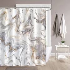 Great designs on professionally printed shower curtains. Amazon Com Mitovilla Marble Shower Curtain Grey White Gold Shower Curtain Sets With Hooks Abstract Gray Marble Fabric For Bathroom Shower Curtain Liner Modern Waterproof Fabric For Standard Bathtub 72 X 72 Kitchen