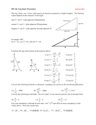 Define variables and create equations for each of the following linear situations. Trig Ratio Worksheet Answer Key The Trig Ratios Sine Cosine And