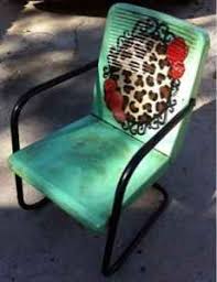 Metal Lawn Chair With Leopard Metal Lawn Chairs Painted Metal Chairs Metal Outdoor Furniture