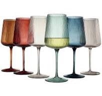 Amazon.com | Ripple Colored Wine Glasses - Set of 6 Ribbed ...