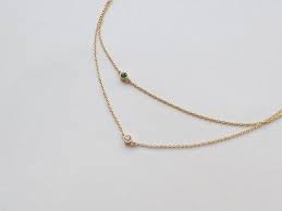 Dual Birthstone Necklace Dainty Minimal Cz Necklace Simple Layering Necklace In Sterling Silver D55 Birthstone Necklace Cz Necklace Necklace