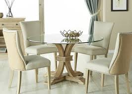 Clean lines meet luxe finishes with this handsome buy it. Round Glass Dining Table In Stone Wash Finish