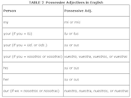 possessive adjectives