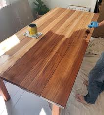 The Miracle That Is Sanding Refinishing A Table Young House Love Butcher Block Dining Table Stained Table Young House Love