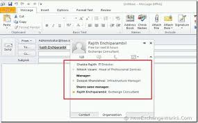 organization tab in outlook 2010 user contact card