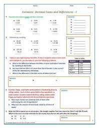 Worksheet Estimate Decimal Sums And Differences I Round Decimals To A Given Place Or A Whole Number And In 2020 Estimate Sums Homeschool Study Fifth Grade Math