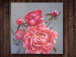 Peony Painting Original Oil Painting On Canvas Floral Decor Etsy In 2020 Flower Art Peony Painting Flower Art Painting