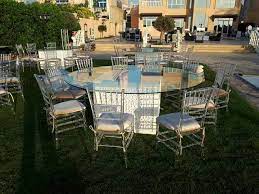 Good condition, not used much but has a slick modern round glass dining table and chair set a stylish combination of chrome metal and. Mashrabiya Round Glass Table Rental In Dubai Abu Dhabi Uae