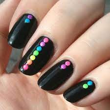 Gold base, easy nail idea for beginner. 30 Easy Nail Designs For Beginners Hative Rainbow Nail Art Nail Art Rhinestones Nail Art For Beginners