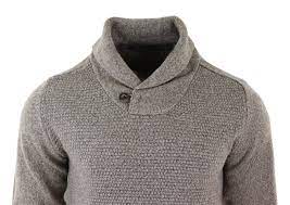 Réalisé en jersey, jacquard en bas et en haut du dos et du devant, col châle en côtes 2/2. Mens Shawl Collar Sweater Knit Collar Classic Design Wool Effect Ebay