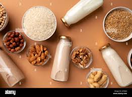 Assortment Of Vegetarian Lactose Free Milk Made Of Nuts And Grains Stock Photo Alamy