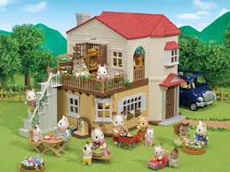 Gray and brown roof shingles with brown metal accent roofing. Red Roof Country Home Sylvanian Families