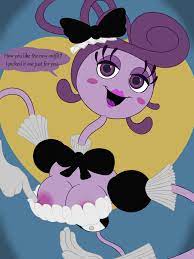 4 fingers beanontoast black text bow breasts english text maid  maid outfit maid uniform mommy long legs nipples poppy playtime project:  playtime purple eyes purple hair text text bubble 