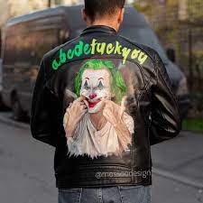 Joker Jacket By Mossoodesign Joker Jacket Jackets Painted Leather Jacket