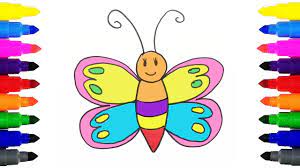 How to draw a cartoon butterfly easy tutorial for kids. Butterfly Drawing With Colour For Kids Max Installer