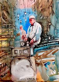 new painting by the artist chawki dalal for a stove vintage workshop in rachaya al wadi lebanon materials used waterco art painting professional association