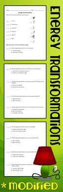 This Is The Modified Version Of The Energy Transformations Ws Students Will Practice Types Co Teaching Elementary School Science Elementary Science Activities