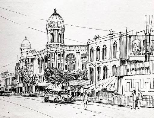 Esplanade #kolkata #streetscene #sketch #fineliner #sketching #urbansketching #drawing #art