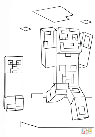 For boys and girls, kids and adults, teenagers and toddlers, preschoolers and older kids at school. Minecraft Steve And Creeper From Minecraft Coloring Page Free Coloring Home