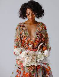 This Blue Floral Embroidered Gown Will Make You Reconsider Wearing A White Wedding Dress Green Wedding Shoes Green Wedding Dresses White Wedding Dresses Marchesa Wedding Dress