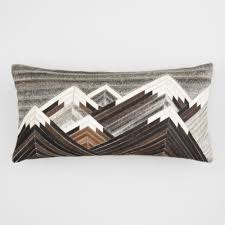 Oversized Peak Patchwork Leather Hide Lumbar Pillow Gray By World Market Patchwork Leather Leather Hide Lumbar Pillow