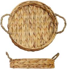 Eco friendly | woven products are fully recyclable. Round Wicker Basket Tray For Coffee Table Centerpieces Hyacinth Rattan Tray For Kitchen Counter Seagrass Woven Serving Trays Buy Straw Baskets And Trays Rectangular Wicker Basket Tray Round Wooden Serving Tray Product On