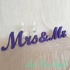 Stunning table covers wedding decor can be dramatically enhanced with the use of table covers in luxurious fabrics. Dark Purple Wedding Sweetheart Table Decor Wooden Signs Wedding Decoration Mr Mrs Letters Buy At The Price Of 18 23 In Aliexpress Com Imall Com
