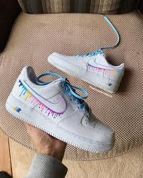 Rainbow Drip Nike Air Force One Custom Sneaker Custom Nike Shoes Custom Shoes Diy Nike Shoes Air Force