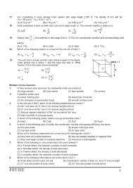 Solid State Mcq Coordination Number Chemistry Unit Cell