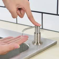 Some use ultrasonic sound waves that bounce at faster rates when your hand interrupts their flow. The Plumber S Choice Kitchen Sink Stainless Steel Soap Dispenser Built In Design For Counter Top With Large Liquid Bottle In Brushed Nickel 1000e The Home Depot