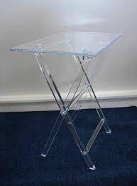 Amazon Com Clear Acrylic Lucite Set Of 2 Folding Tv Snack Trays With Stand Handmade Acrylic Table Clear Acrylic Snack Tray