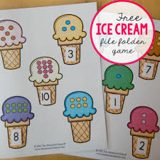 Free File Folder Game For Preschoolers Ice Cream Count Match 1 10 The Measured Mom Folder Games File Folder Games Preschool Games