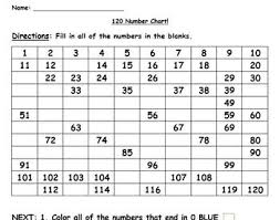 120 Number Chart Fill In The Blanks Questions