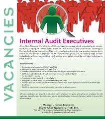 Internal Audit Executive At 4ever Skin Naturals Pvt Ltd Career First Accounting Jobs Internal Audit Job