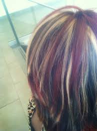 Pin By Stephanie Sabatke On Proud Of My Work Red Blonde Hair Blonde Highlights Burgundy Hair