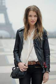 Leather Jacket White Blouse And Brown Belt My Clothing Style Fashion French Fashion Style