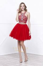 A Line Princess High Neck Knee Length Chiffon Cocktail Dress With Beading Sequins Chiffon Halter Homecoming Dress Short Red Prom Dresses Homecoming Dresses
