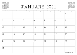 Simple Printable Blank Monthly Calendar And Planner For January 2021 A4 A5 And A3 Pdf And Png Templates 7calendar 2 blank january 2021 calendar printable template. simple printable blank monthly calendar