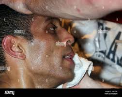 Wayne Alwan-Arab (blue shorts) defeats Ian Eldridge in a Middleweight  boxing contest at York Hall, Bethnal Green, pormoted by Left Jab