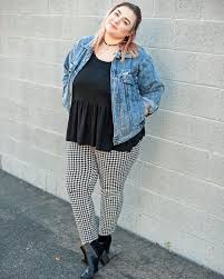 Plus Size Fashion For Women For Winter Jean Jacket Plus Size Outfit Ideas Hounds Tooth Print Pants Plus Size Fashion For Women Plus Size Fashion Plus Size