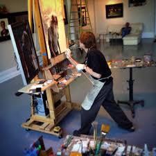 Evoke Contemporary On Instagram Daniel Sprick At His Easel Earlier Today Evokecontemporary Sferailyardarts Daniel Artist Studio Art Studios Artistic Space