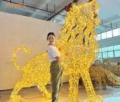 Giant Christmas Props Giant Christmas Display Animal Shape Lion LED Lights  for Decoration