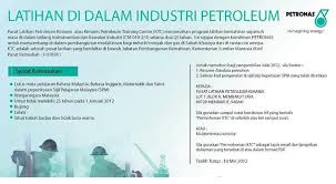 Aktiviti latihan yang dijalankan secara bersemuka dan berterusan 1/2010 bertarikh 21 januari 2010: Permohonan Program Latihan Dalam Industri Petronas 2012