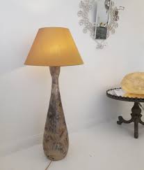 A Large Ceramic Vallauris Table Or Floor Lamp Signed To Base French 1960s Complete With Gold Raw Silk Shade The Lamp Has Been Floor Lamp Lamp Silk Shades
