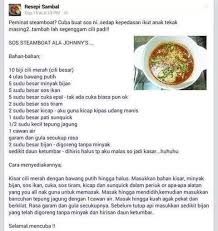 Sos tidak perlukan garam sebab sos ikan/nampla dah masin dan sos manis thai memang sedia manis. Resepi Sos Steamboat Ala Johnny