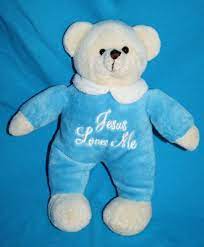 Dan Dee Teddy Bear Blue Cream Sings Jesus Loves Me Plush Stuffed Soft Toy 10 Teddy Bear Loveable Toys